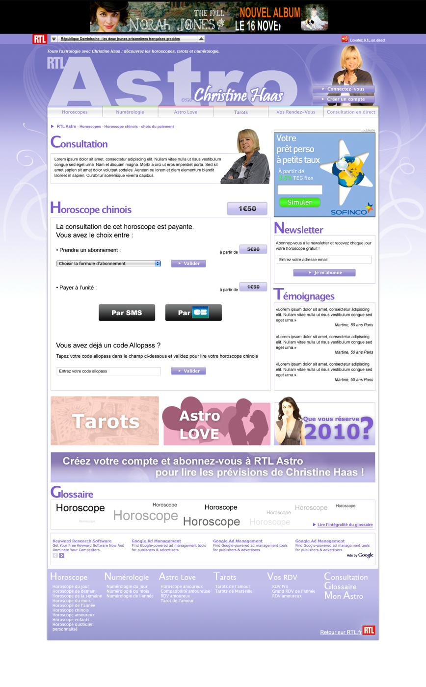 Page Paiement RTL Astro