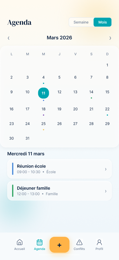 Agenda vue mois