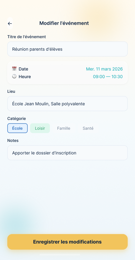 Modifier un événement