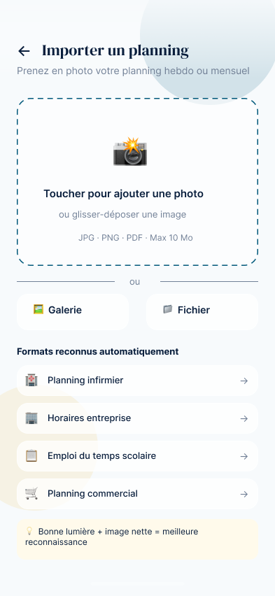 Import d'un planning par OCR