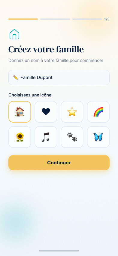 Création de famille — étape 1